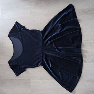 Navy Velvet Skater Dress / Unlined